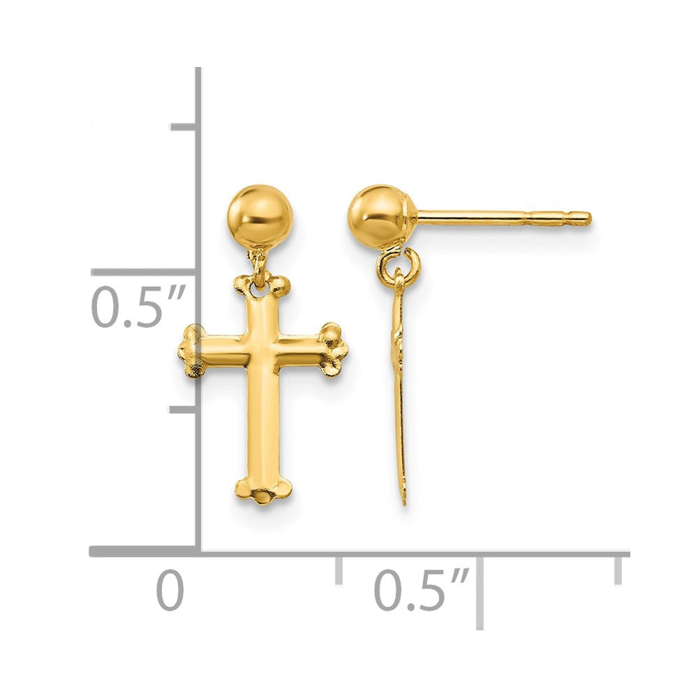 14k Madi K Cross Dangle Childrens Post Earrings