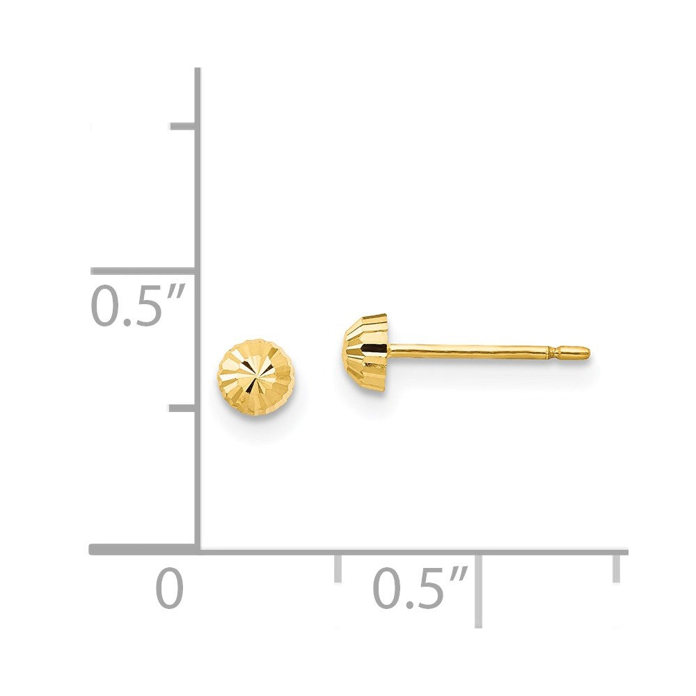 14k Madi K Diamond-Cut 3mm Half-Ball Post Earrings