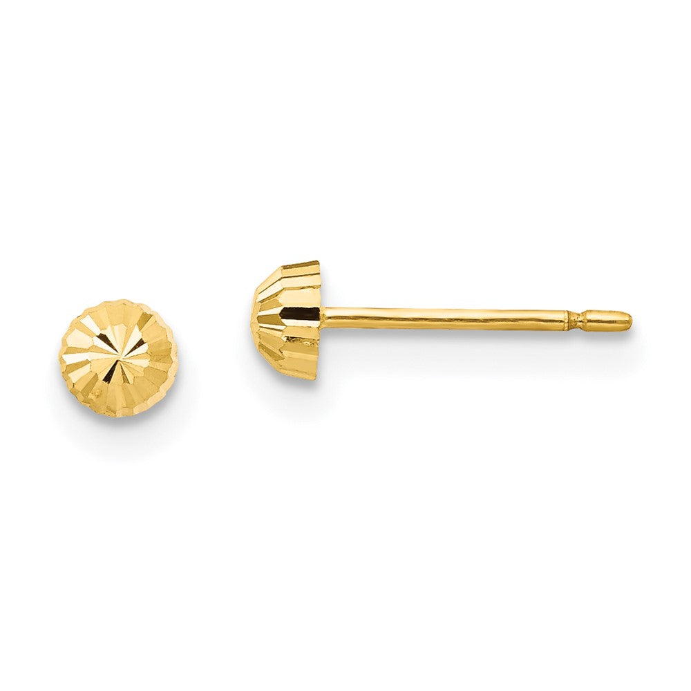 14k Madi K Diamond-Cut 3mm Half-Ball Post Earrings