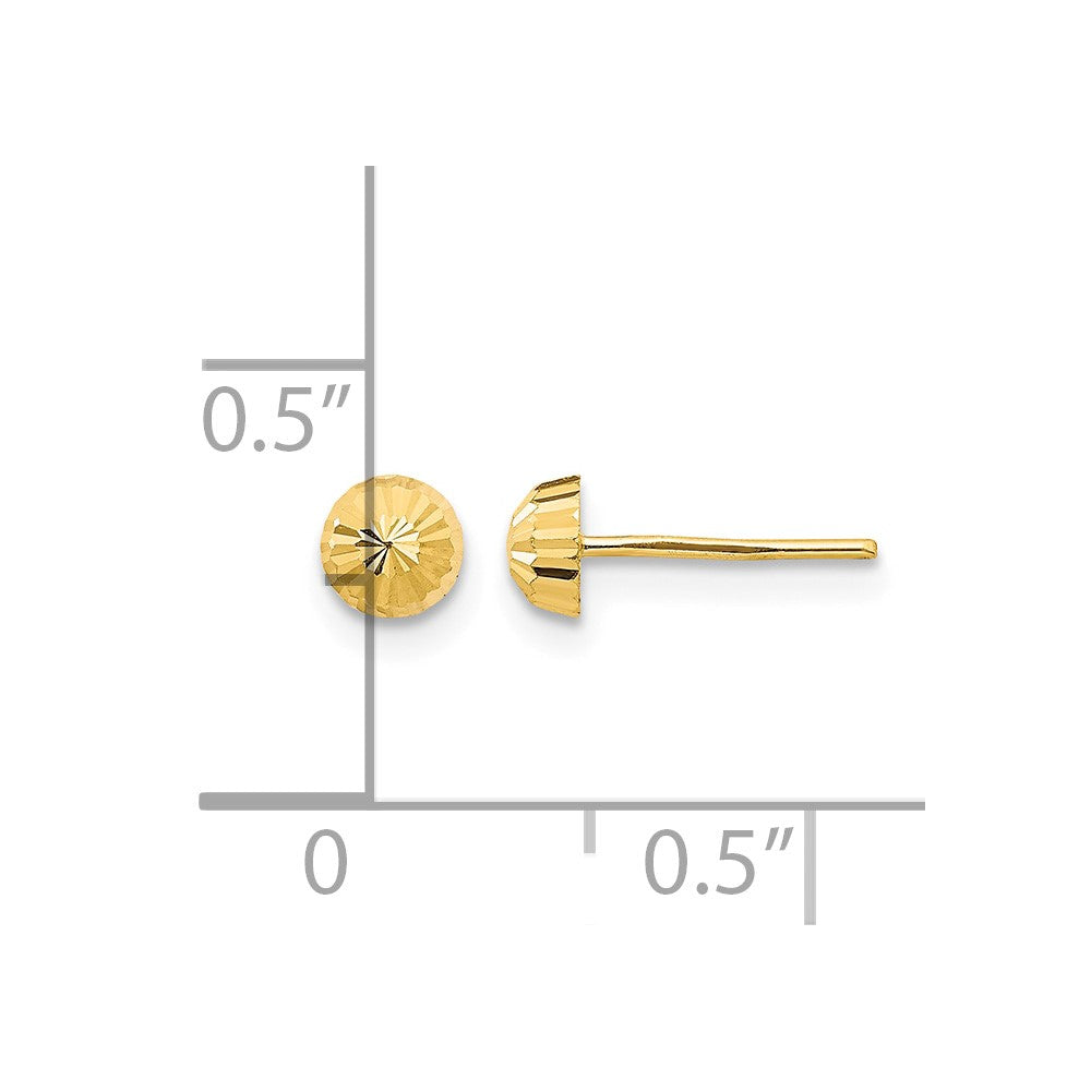 14k Madi K Diamond-Cut 4mm Half-Ball Post Earrings
