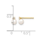 14k Madi K 5-6mm White Near Round Freshwater Cultured Pearl and CZ Post Earrings