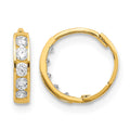 14k Madi K CZ 2x9mm Hinged Hoop Earrings