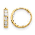 14k Madi K CZ 2x9mm Hinged Hoop Earrings