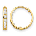 14k Madi K CZ 2x11mm Hinged Hoop Earrings