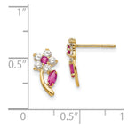 14k Madi K Clear and Red CZ Flower Childrens Post Earrings