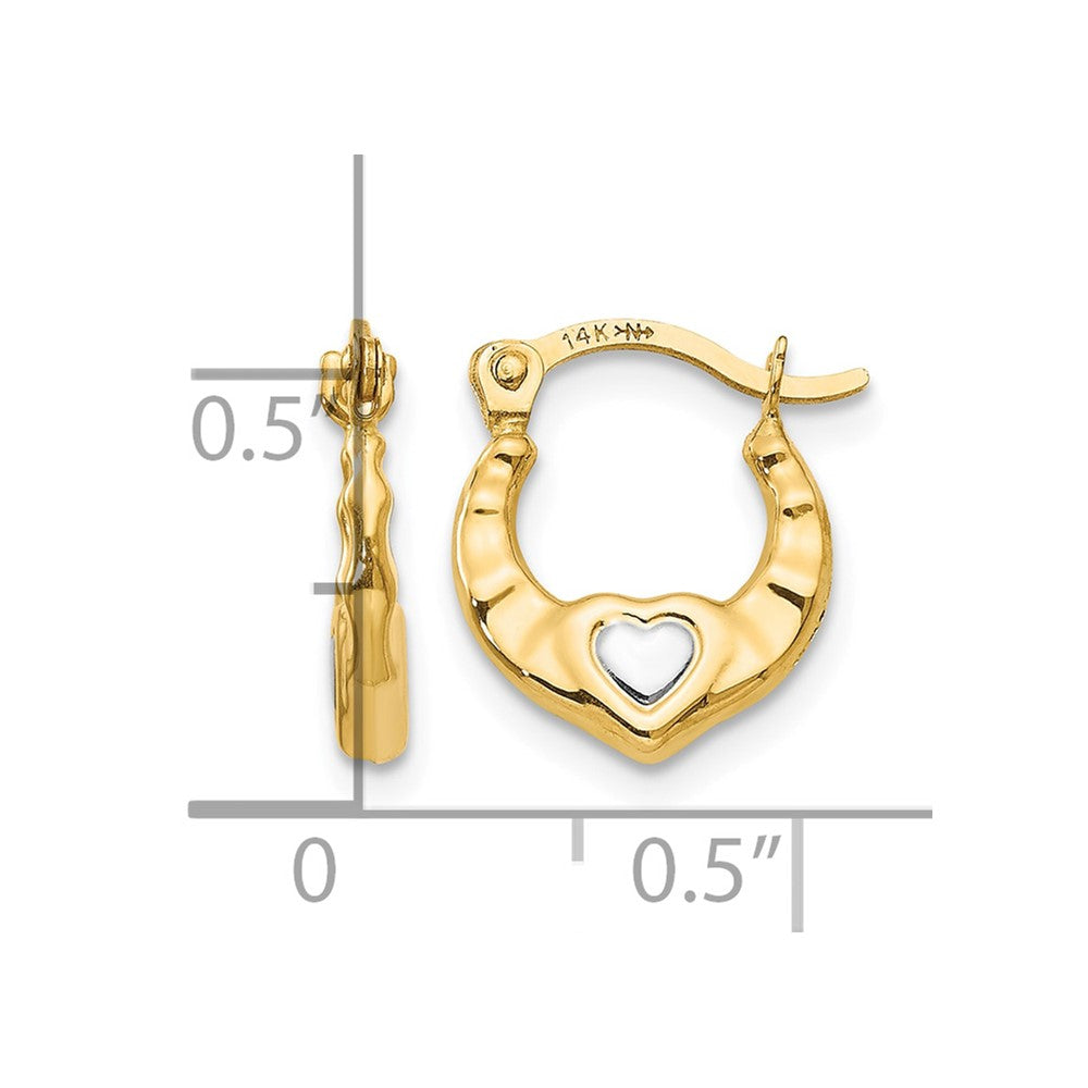 14K and White Rhodium Madi K Heart Hollow Hoop Earrings