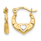 14K and White Rhodium Madi K Heart Hollow Hoop Earrings