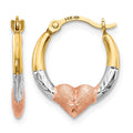 14K with Rose and White Rhodium Madi K Heart Hoop Earrings