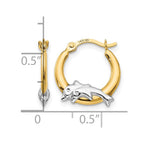 14K and White Rhodium Madi K Dolphin Childrens Hoop Earrings