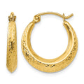 14k Madi K Textured 3x18mm Hollow Hoop Earrings