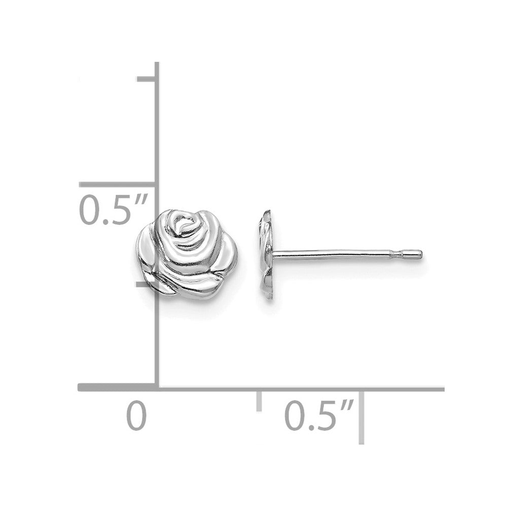 14k White Gold Madi K Polished Rose Childrens Post Earrings