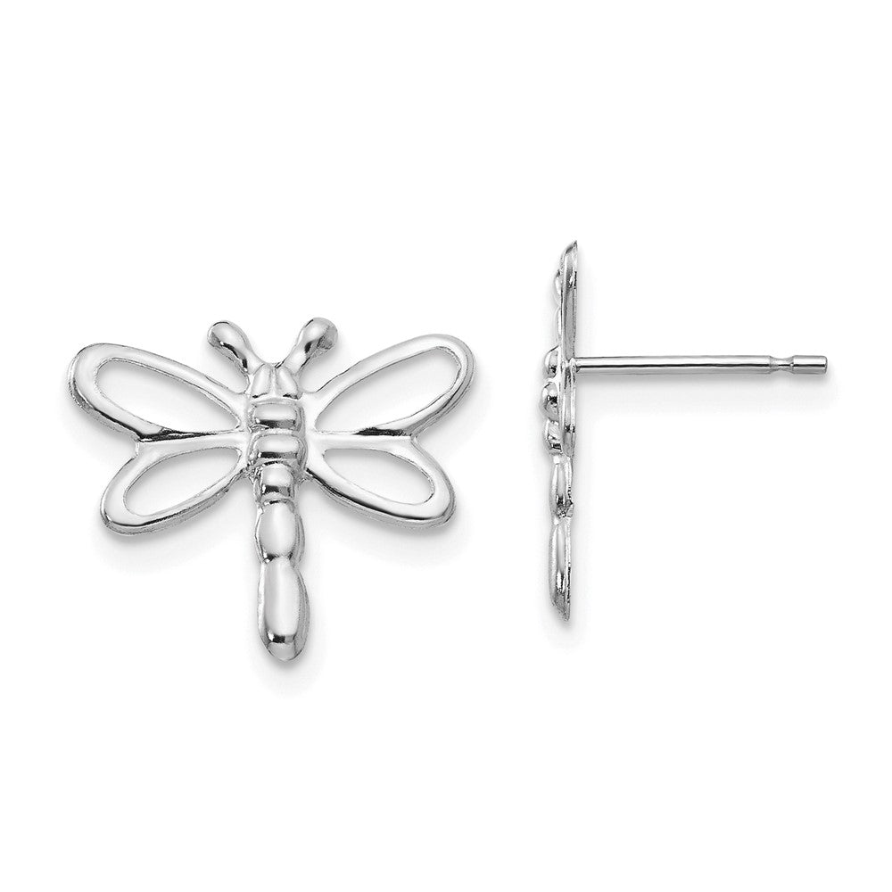 14k White Gold Madi K Polished Dragonfly Childrens Post Earrings