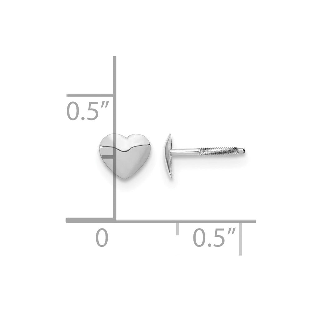 14k White Gold Madi K Rhodium-plated 5.00mm Heart Screwback Childrens Post Earrings