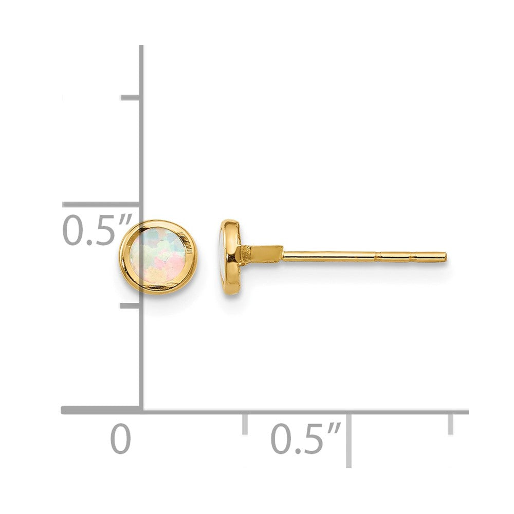 14K Madi K Polished 4mm Round Lab Created Opal Bezel Post Earrings