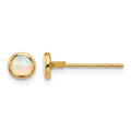 14K Madi K Polished 4mm Round Lab Created Opal Bezel Post Earrings