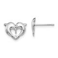 14k White Gold Madi K Heart Dolphins Childrens Post Earrings