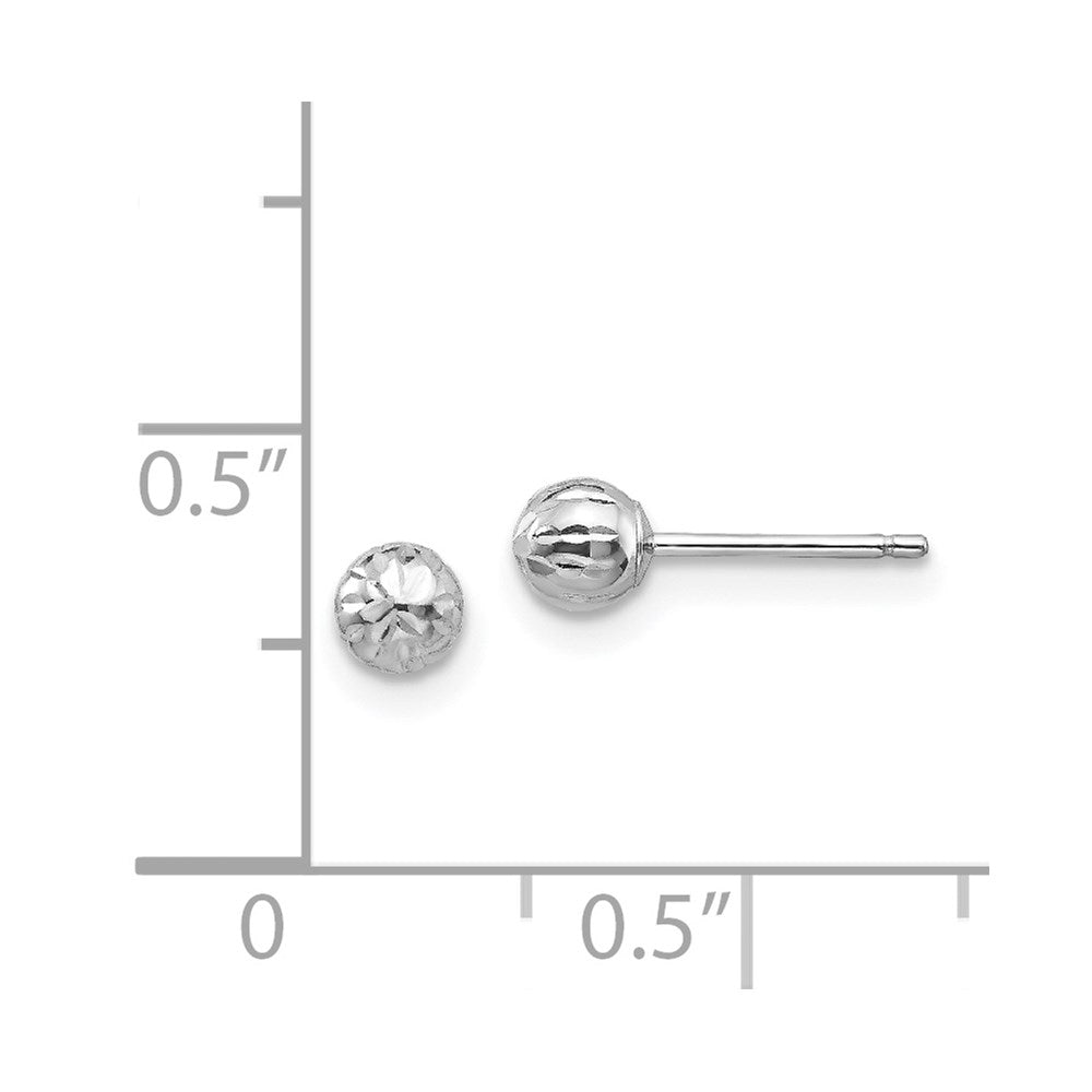 14K White Gold Madi K Diamond-Cut 4mm Ball Post Earrings
