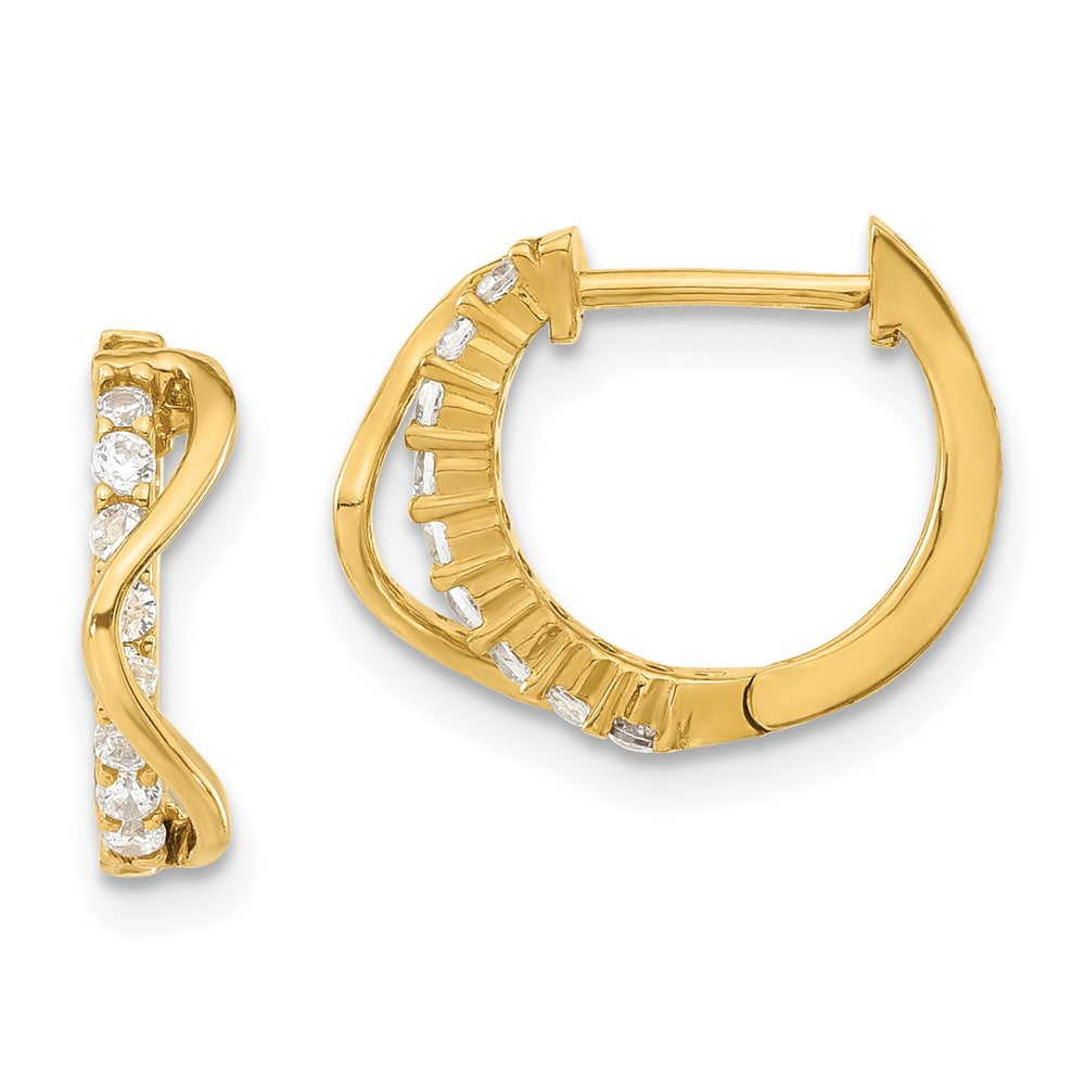14ky Madi K Childrens Polished Fancy CZ Hinged Round Hoop Earrings
