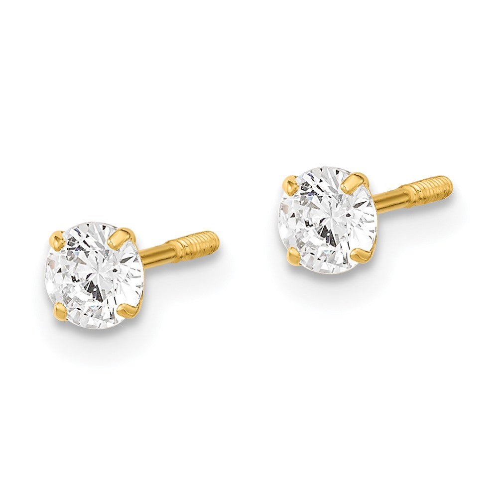 14k Madi K Polished Reversible 4mm Ball and CZ Screwback Post Earrings