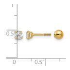 14k Madi K Polished Reversible 4mm Ball and CZ Screwback Post Earrings