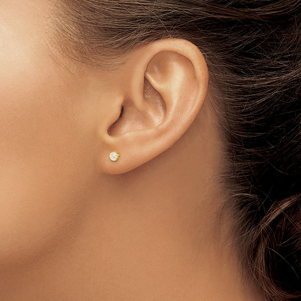 14k Madi K Polished 3mm CZ Bezel Screwback Post Earrings