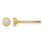 14k Madi K Polished 3mm CZ Bezel Screwback Post Earrings
