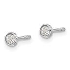 14k Madi K White Gold Polished CZ Bezel Screwback Post Earrings