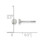 14k Madi K White Gold Polished CZ Bezel Screwback Post Earrings