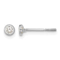14k Madi K White Gold Polished CZ Bezel Screwback Post Earrings