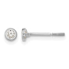 14k Madi K White Gold Polished CZ Bezel Screwback Post Earrings