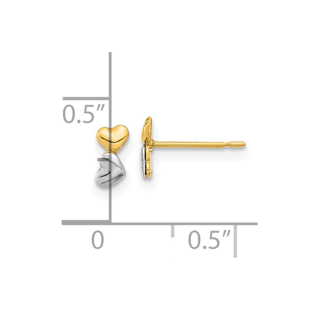 14k Madi K Two-tone Double Heart Childrens Post Earrings