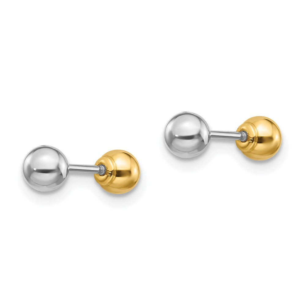 14k Two-tone Madi K Reversible 4mm Ball Screwback Post Earrings