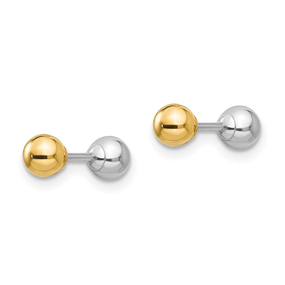 14k Two-tone Madi K Reversible 4mm Ball Screwback Post Earrings