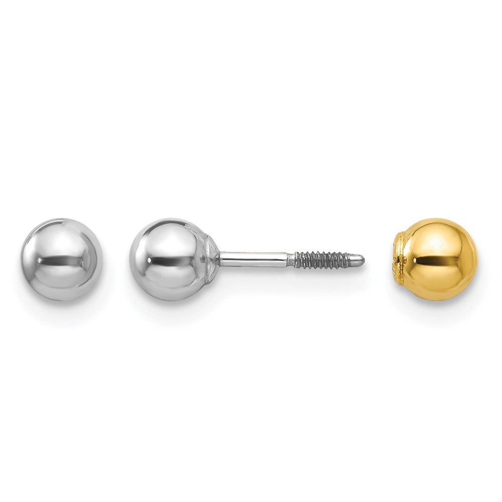 14k Two-tone Madi K Reversible 4mm Ball Screwback Post Earrings