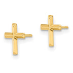 14k Madi K Polished 3-D Cross Childrens Post Earrings