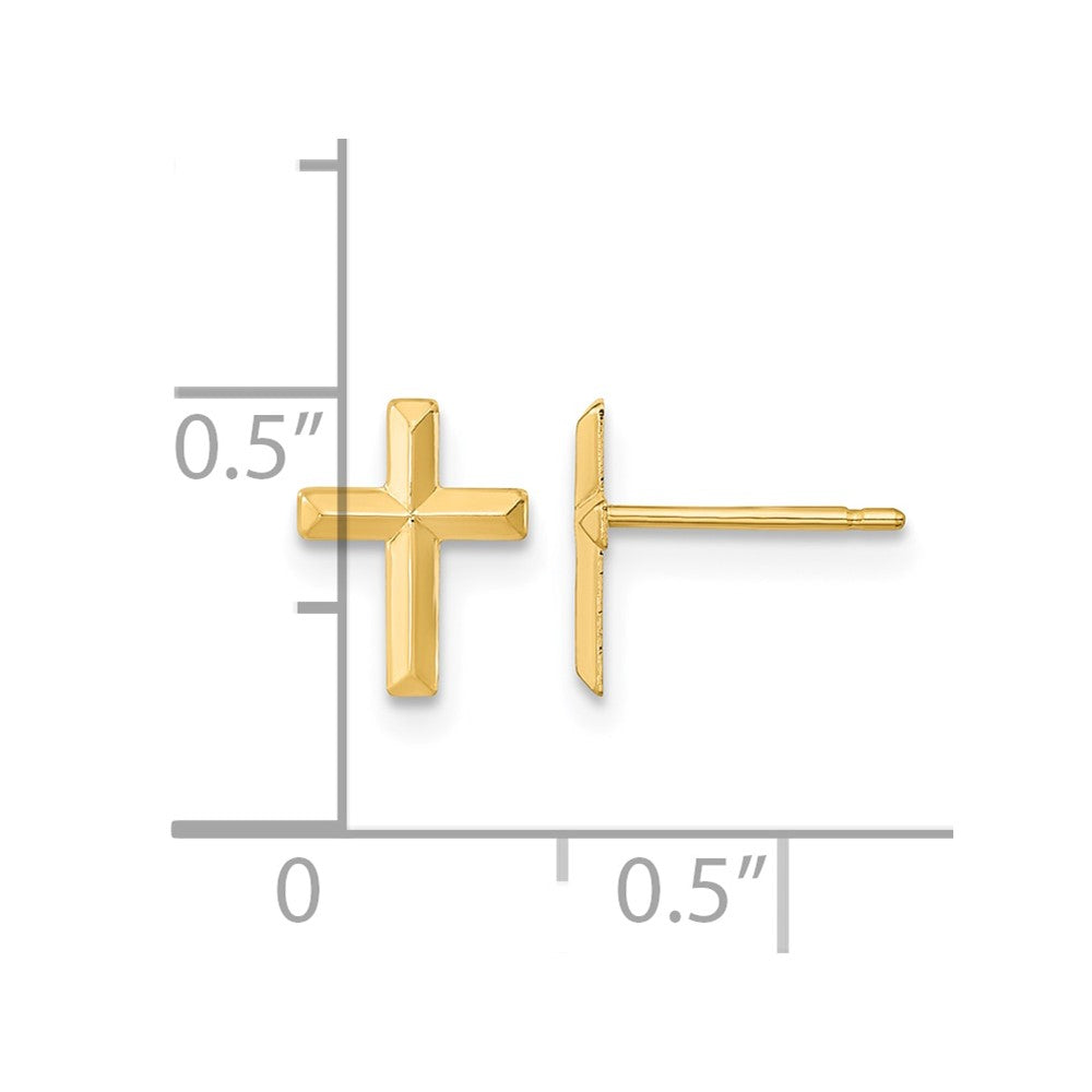 14k Madi K Polished 3-D Cross Childrens Post Earrings