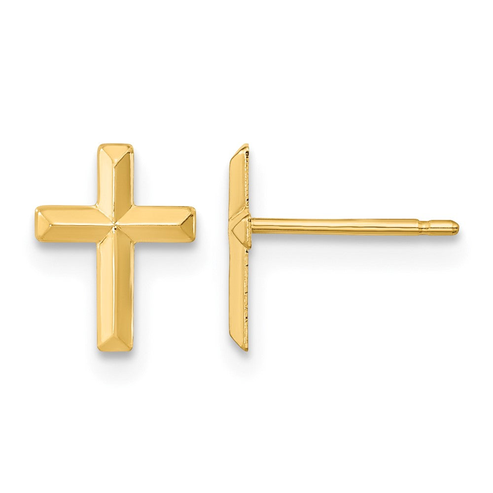 14k Madi K Polished 3-D Cross Childrens Post Earrings