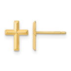 14k Madi K Polished 3-D Cross Childrens Post Earrings