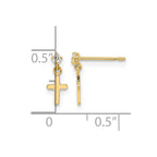 14k Madi K CZ Cross Childrens Post Dangle Earrings