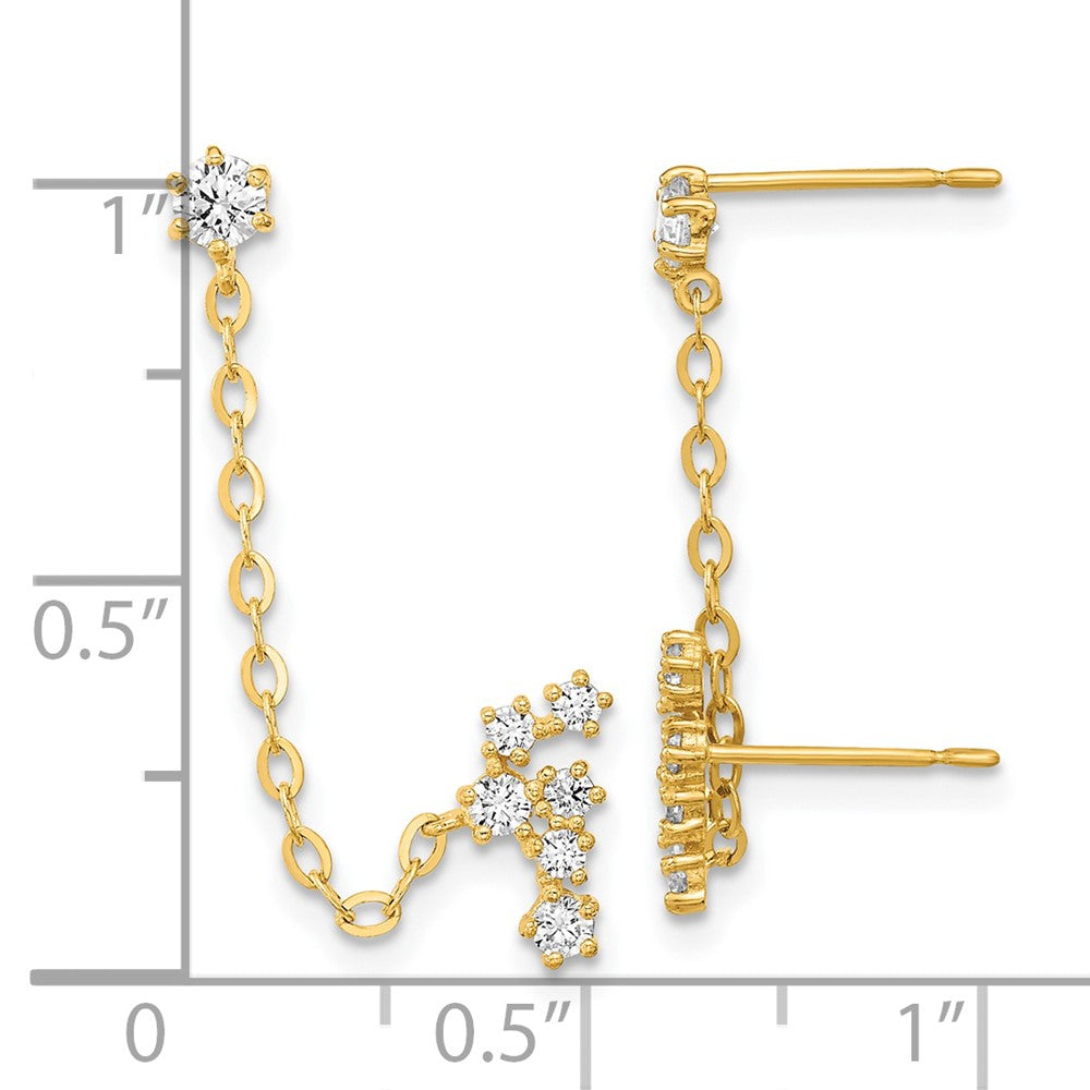 14k Madi K CZ Stars and Constellation Double Post with Chain Single Earring