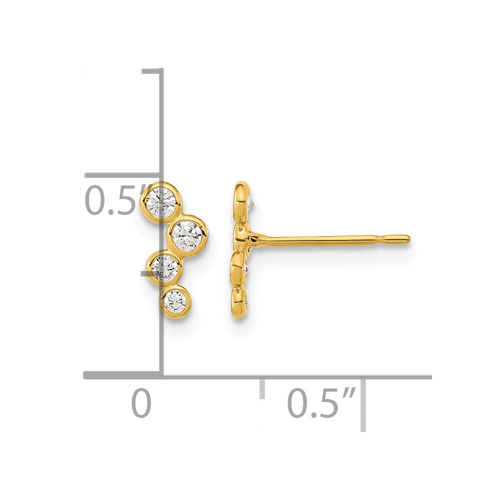 14k Madi K 4-CZ Drop Bezel-Set Post Earrings