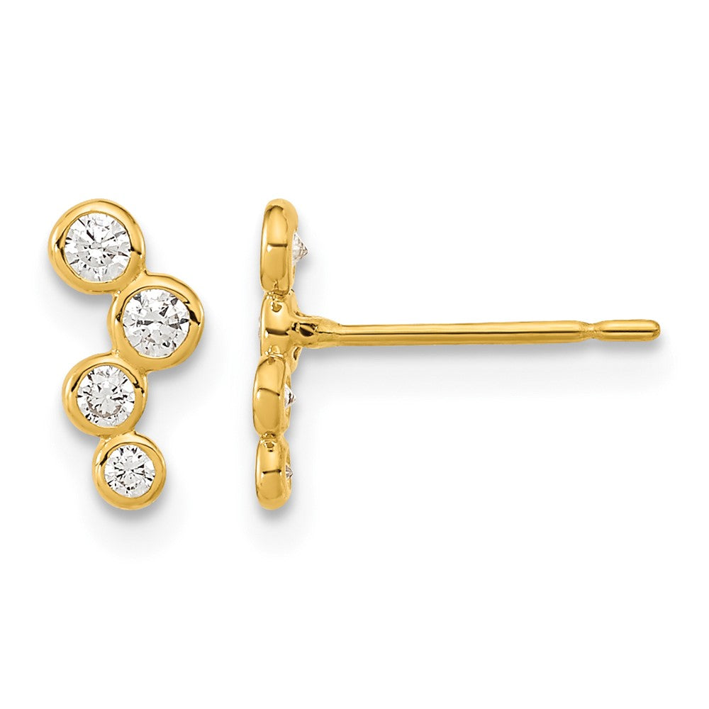 14k Madi K 4-CZ Drop Bezel-Set Post Earrings