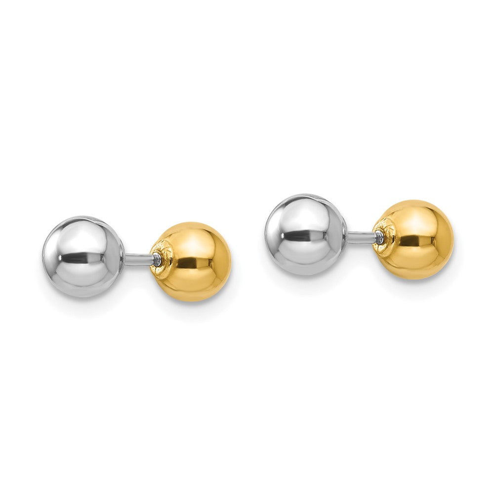 14k Two-tone Madi K Reversible 5mm Ball Screwback Post Earrings