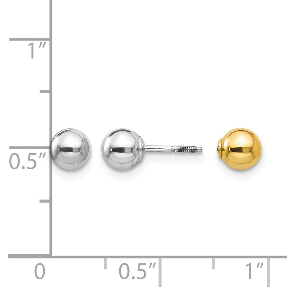 14k Two-tone Madi K Reversible 5mm Ball Screwback Post Earrings