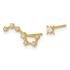 14k Madi K CZ 1 Stud Star and 1 Little Dipper Post Earrings