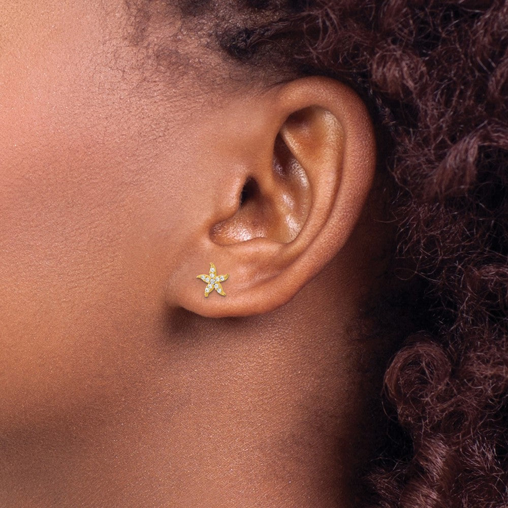 14k Madi K CZ Starfish Childrens Post Earrings