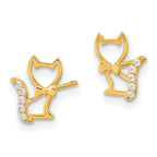 14k Madi K Kitten with CZ Tail Childrens Post Earrings