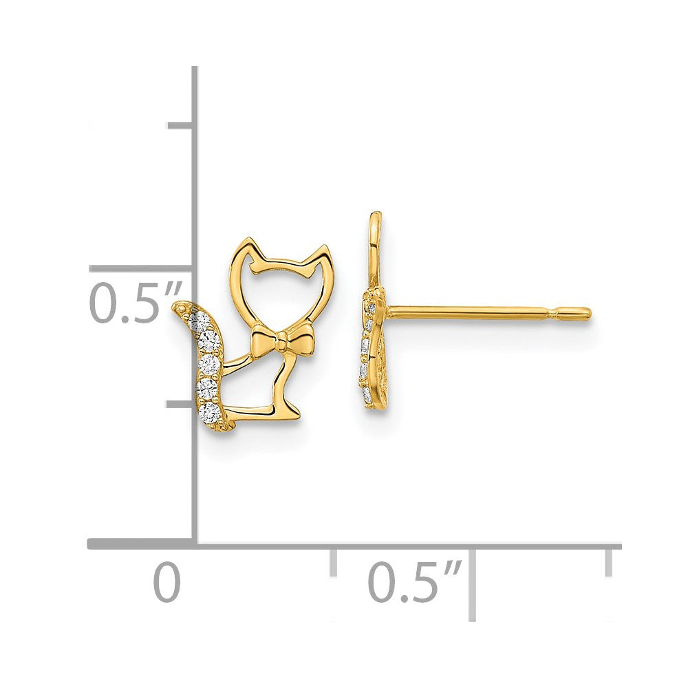 14k Madi K Kitten with CZ Tail Childrens Post Earrings