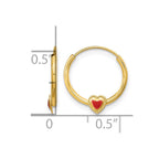 14k Madi K Polished Red Enameled Heart Hoop Childrens Earrings