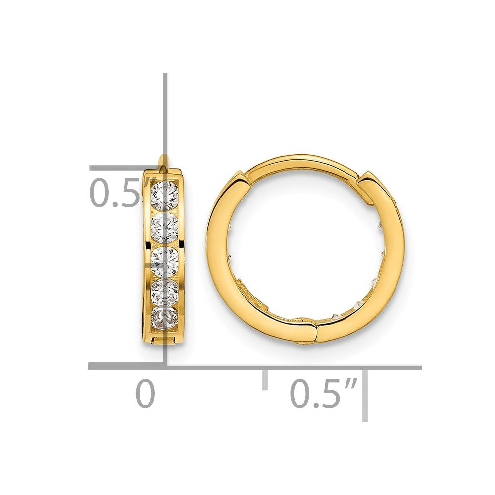 14k Madi K Round/Square CZ Reversible 2.5x12mm Hinged Hoop Earrings